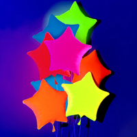 19 inch fluorescent aluminum film pentagram balloons for children's birthday parties, illuminated party decoration balloons