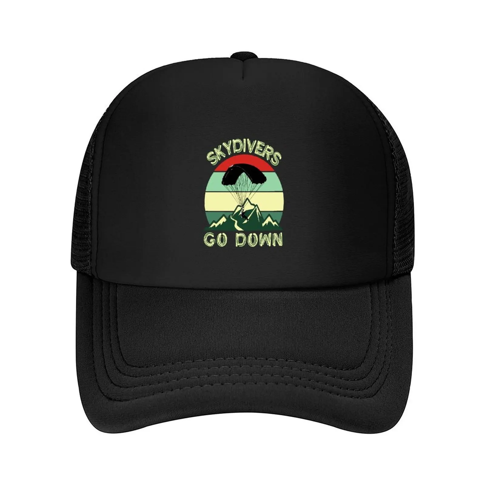 

Skydivers go down - vintage style Baseball Cap Big Size Hat Hip Hop Hat Beach black Women's Beach Men's