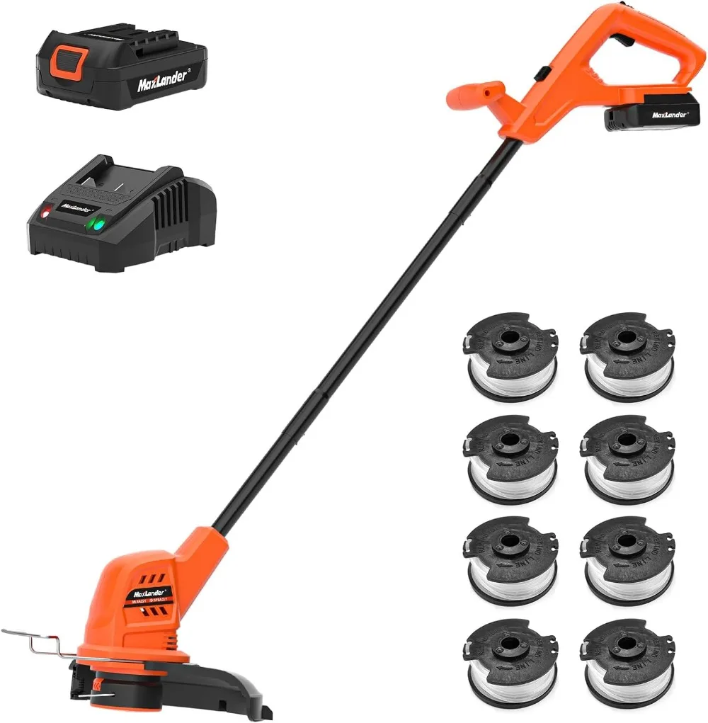 

20V 10 Inch Weed Wacker Battery Operated, Lightweight String Trimmer and Edger Trimmer with 8 Pcs Replace Spool Trimmer Lines