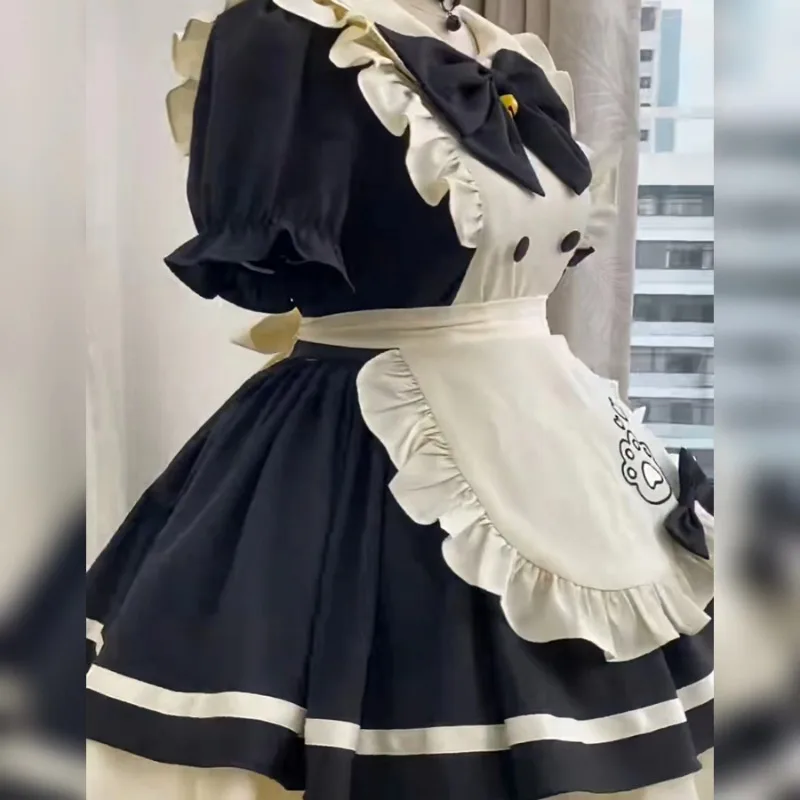 Japanese Cute Lolita Soft Girl Maid Outfit Cos Suit Bow Dog Short Maid Lolita Sweet Suit  Goth Lolita Lolita Skirt for Girl