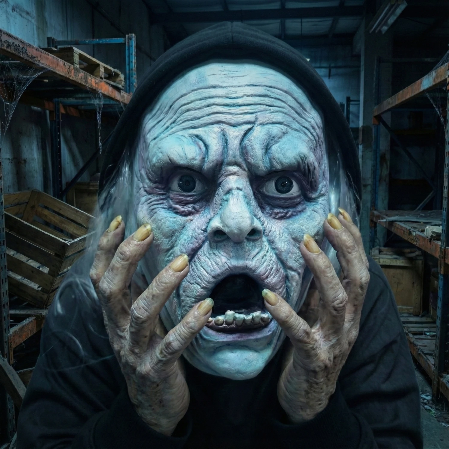 Adulto unissex branco careca congelado máscara fantasma assustador velho traje de halloween acessório masculino aparelho gelo zumbi para festa