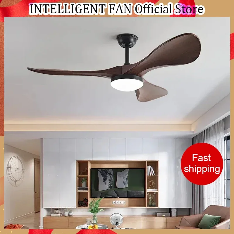 52Inch Modern LED Ceiling Fan Light Strong Winds Restaurant Living Room Household Electric Fan Mute With Lamp Ceiling Fan 220V