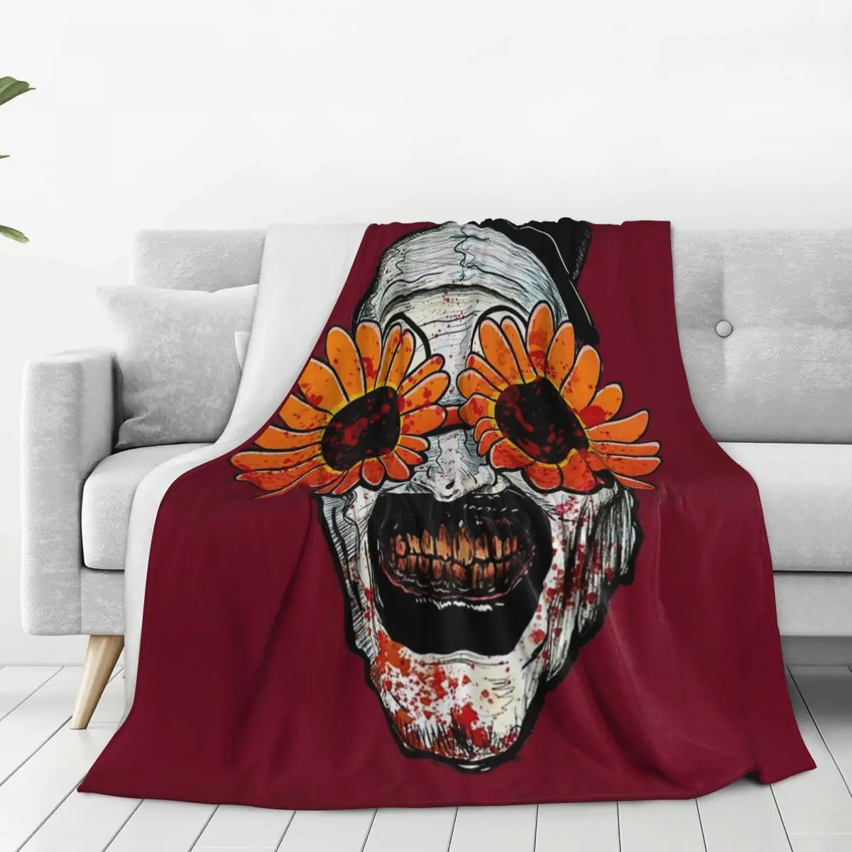 Art The Clown Terrifier 2 Sunflower Sunglasses Blankets Flannel Breathable Throw Blankets Throw Blanket Fore Throws Bedspread