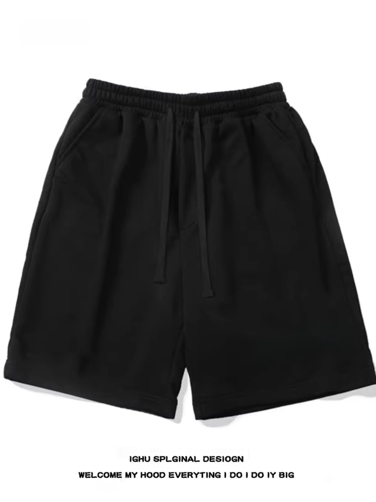 Kaki Sports Casual hommes orthès été ample jambe large pantalon taille haute cinq-quarts longueur jeune Vitali Sle Polyester...