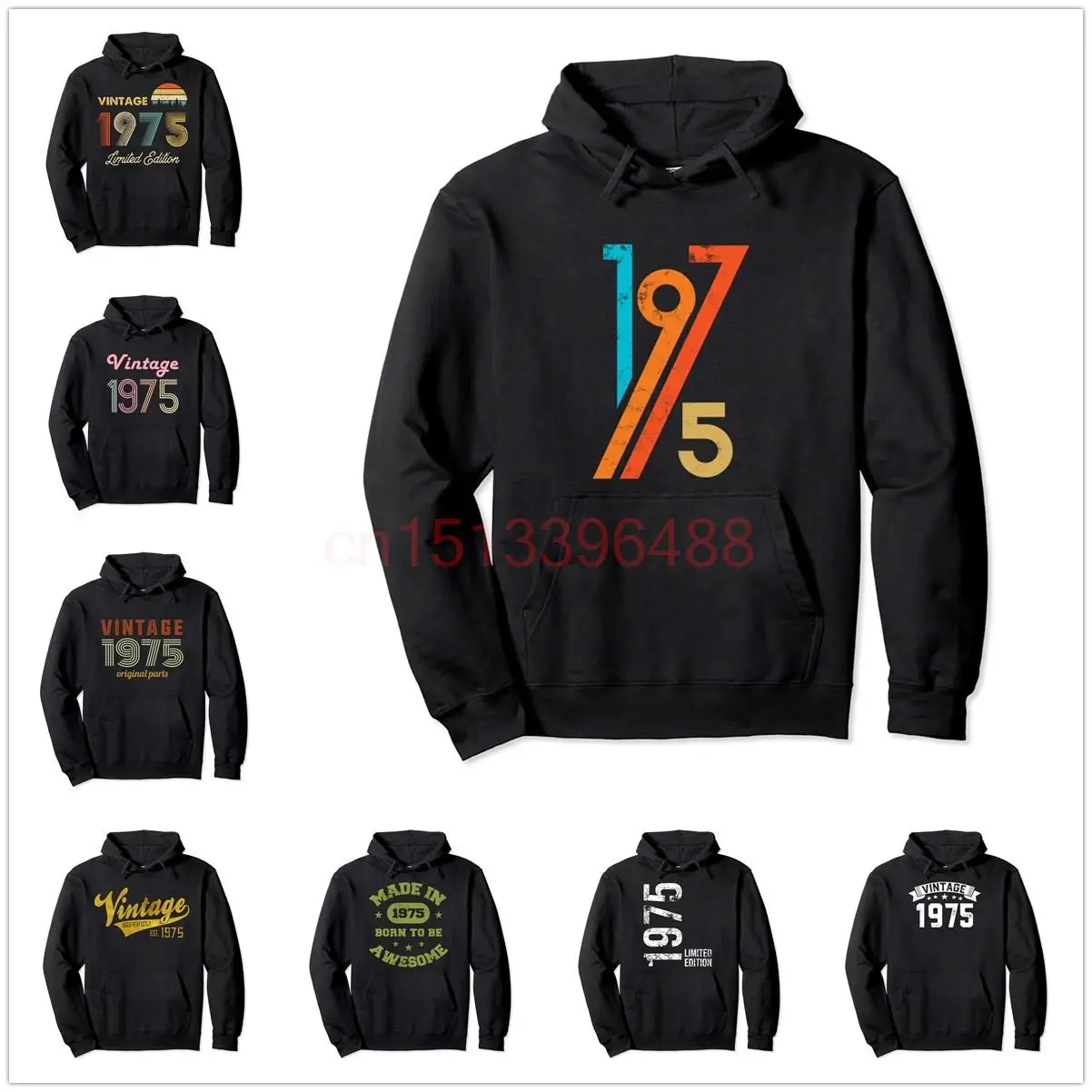 95% Cotton Retro Vintage 1975 48th Years Birthday Gift 70'S Pullover Hoodie Sweatshirt Men Women Tracksuit Clothing