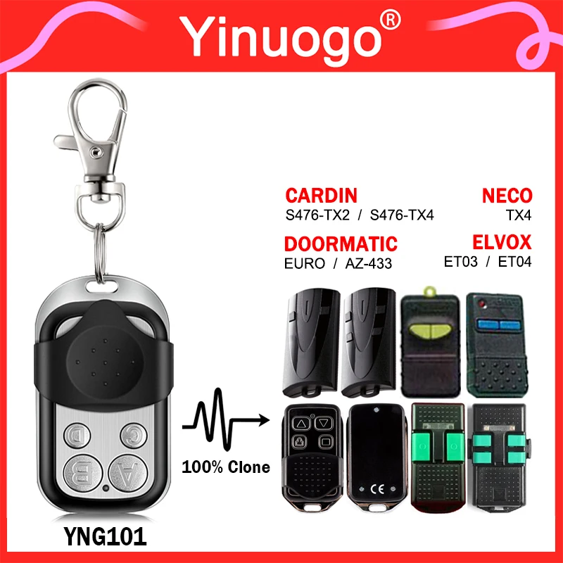 For CARDIN S476 TX2 TX4 NECO TX4 DOORMATIC EURO AZ-433 ELVOX ET03 ET04 433MHz Fixed Code Garage Door / Gate Remote Control