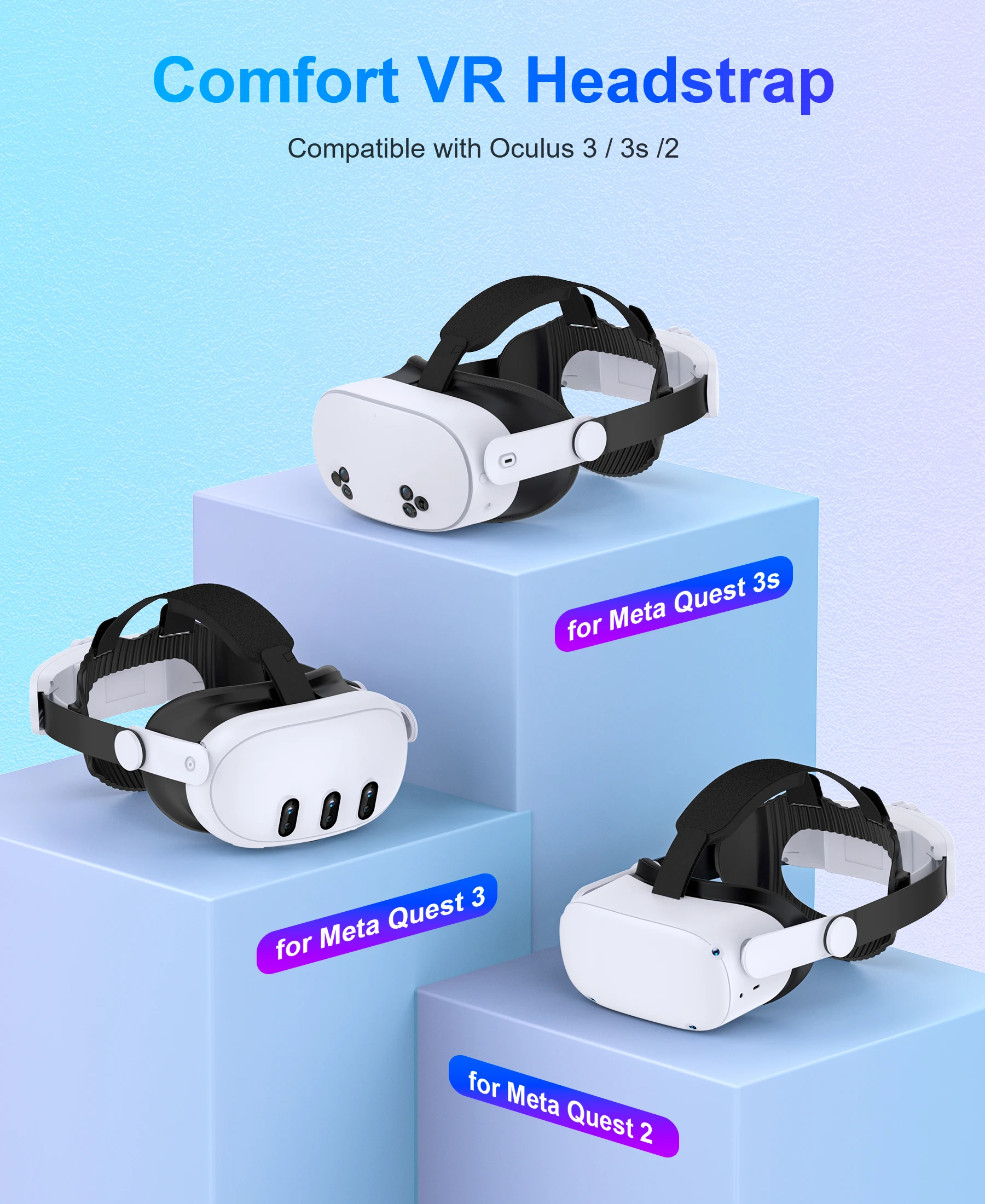 حزام رأس DinoFire MV1000 لـ Meta Quest 3S/Quest 3/Quest 2 8000mAh حزام رأس البطارية متوافق مع حزام الرأس Oculus