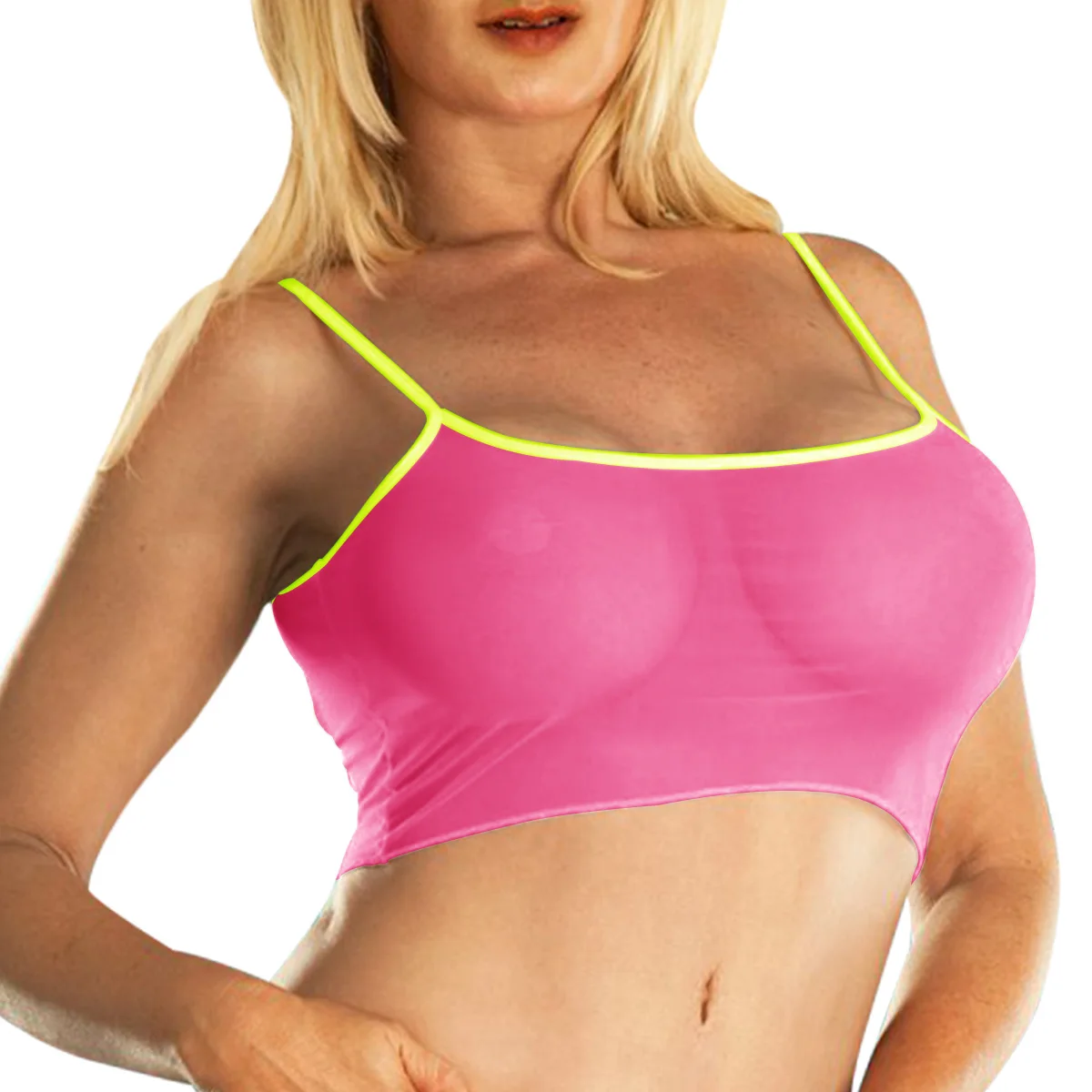 Regatas transparentes para mulheres, top cropped elástico transparente, alça sem mangas de verão, malha feminina, top branco