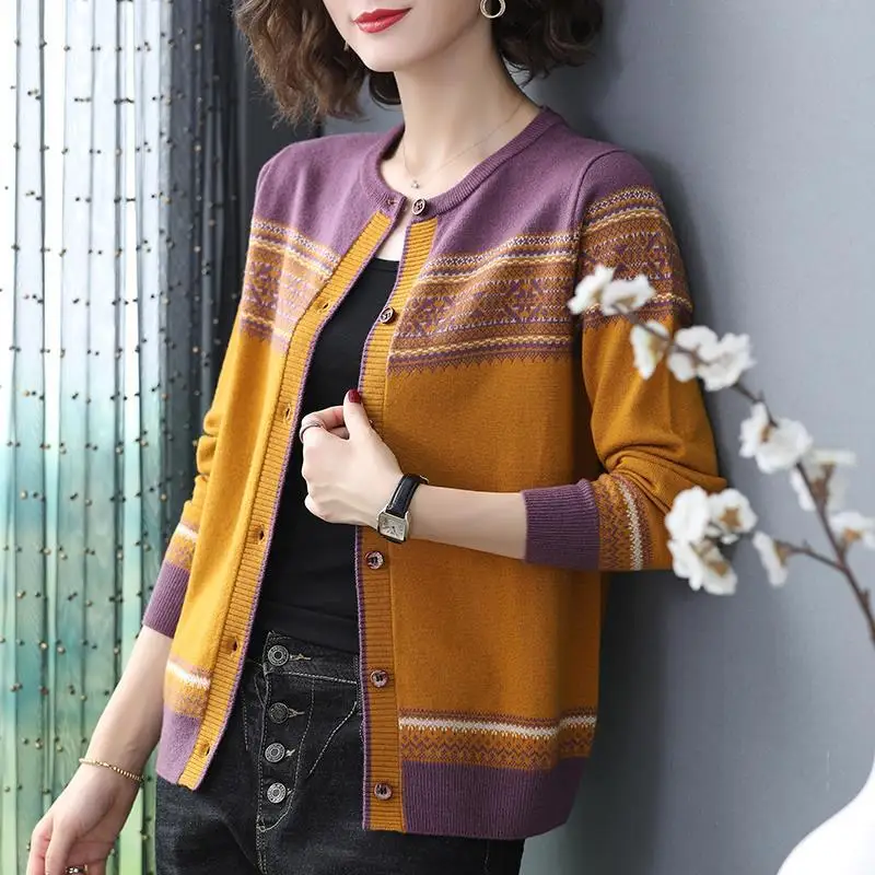 Folk Vintage Knitted Cardigans Sweater Korean Fashion Women Clothing Spring Autumn Long Sleeve Loose Casual Button Coats 2022