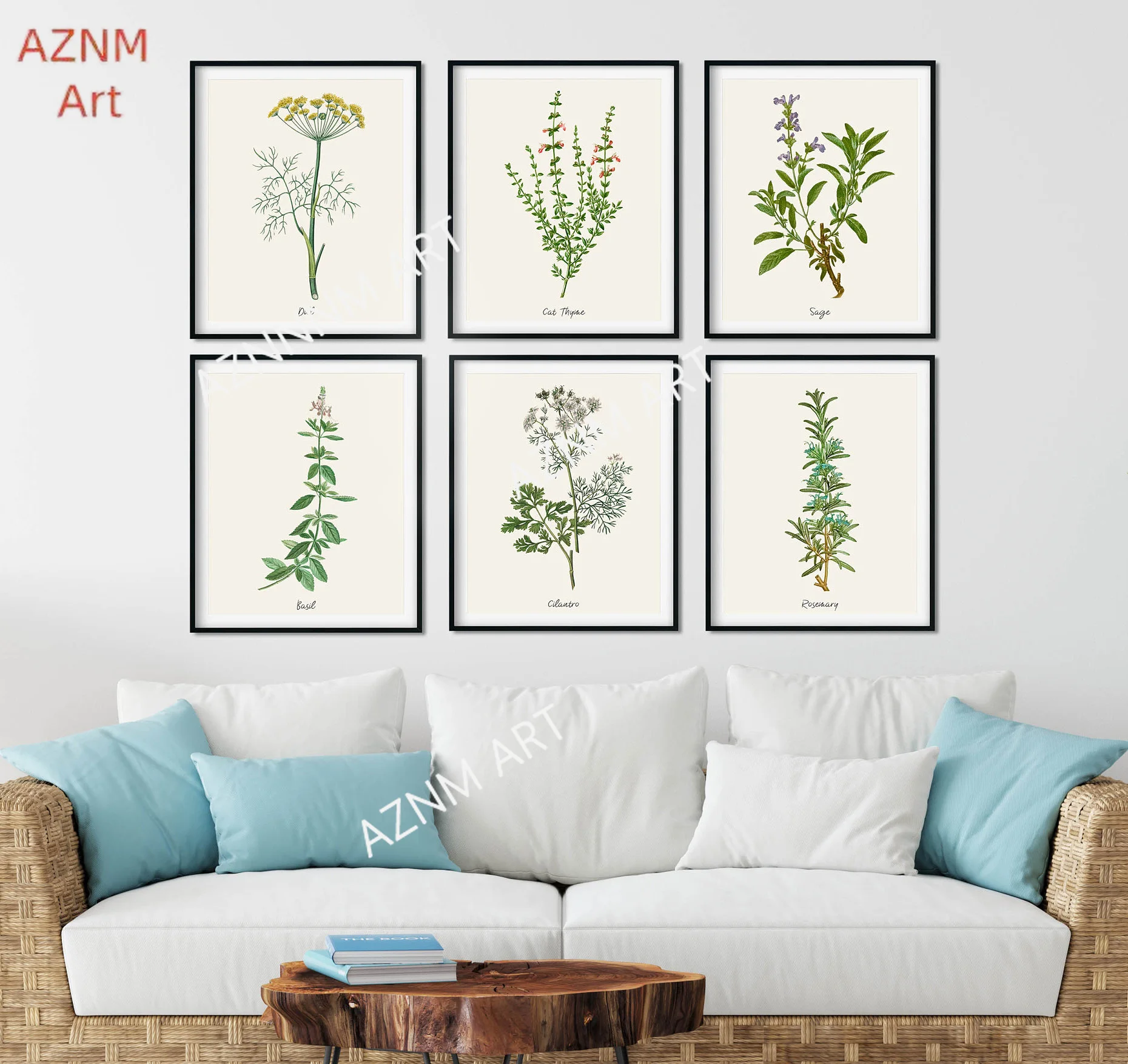 Retro Classic Simple Various Green Plants and Flowers Poster Canvas Painting Print Art Pictures Home Room Wall Decoration Gift