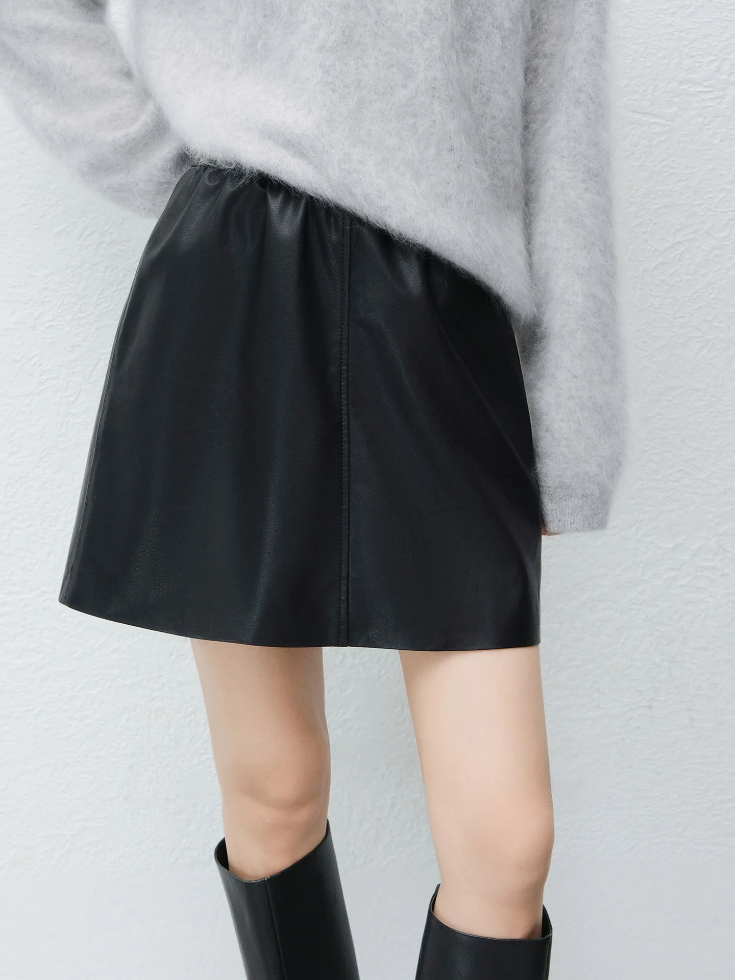 

Универсальная кожаная юбка MeiYang: простая А-образная юбка из искусственной кожи с высокой талией для повседневной носки, для женщин.