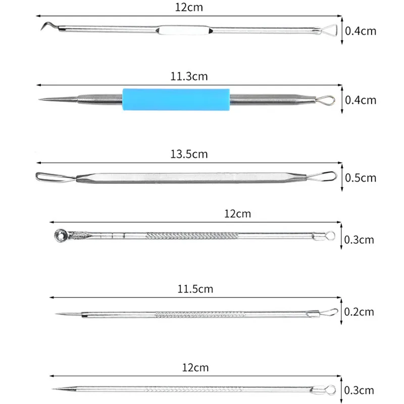블랙헤드 여드름 청소 바늘, 여드름 제거 도구 키트, 코돈 짜기 족집게, 페이셜 키트, 뷰티 케어 메이크업 도구, 11 개
