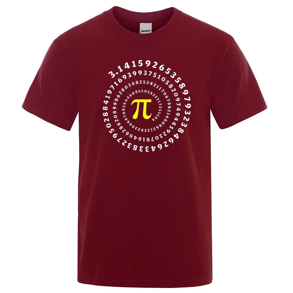 Funny T-shirt for Men Pi π Spiral Mathematics Geometry Printed Mens T Shirts Cotton Short Sleeve T-shirts Streetwear Top Tees