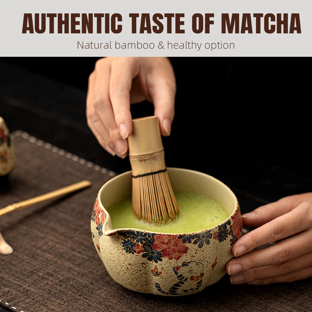 Japanese Matcha Set Flint Red Matcha Making Set Whisk Teaspoon Ceramic Bowl Traditional Tea Sets Matcha Bowl Tea Tools Gifts
