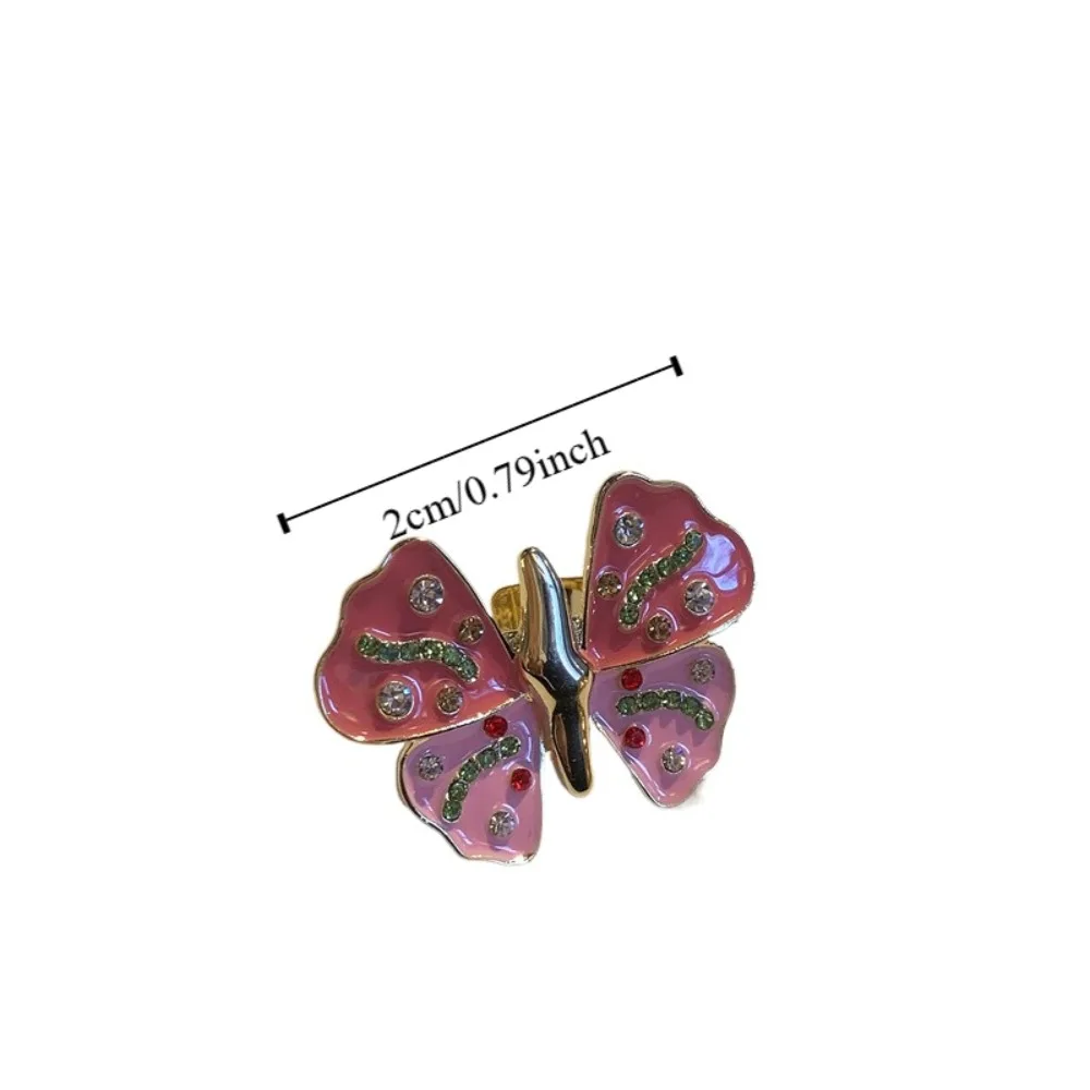 Anello geometrico per olio a goccia di insetti Accessori per gioielli Anello per pittura in stile coreano Anello in smalto grosso con design di minoranza a farfalla