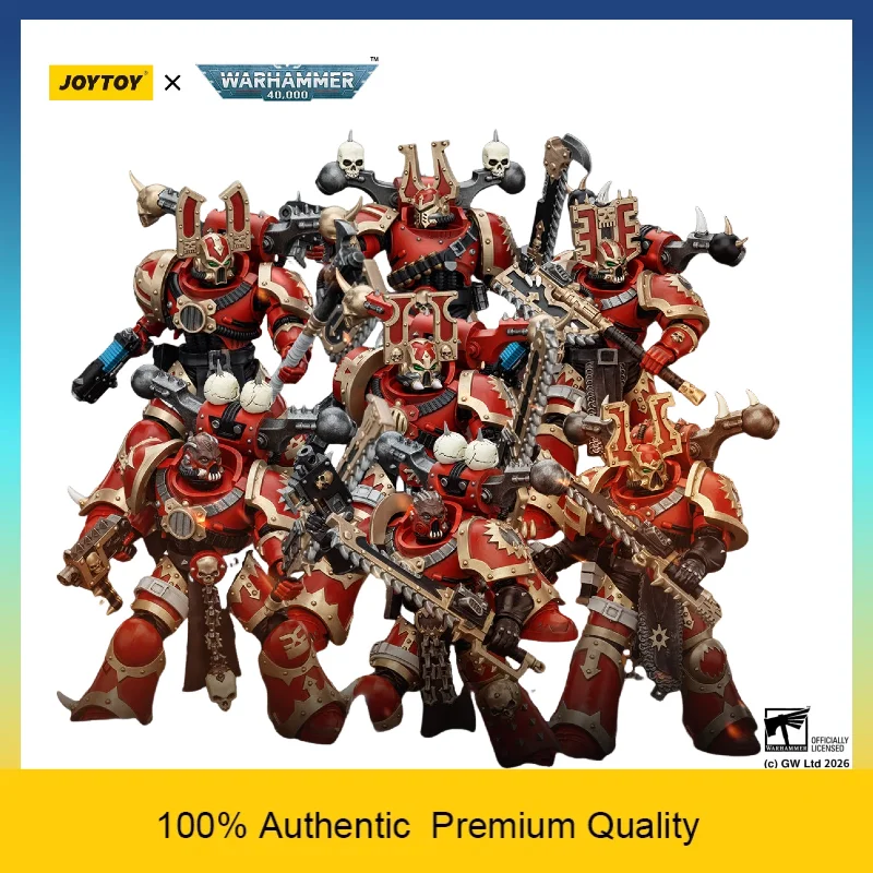 Auf Lager 1/18 JOYTOY Warhammer 40K World Eaters Khorne Berserker 7er-Pack Actionfiguren Set mit Beweglichen Gelenken Sammlermodell