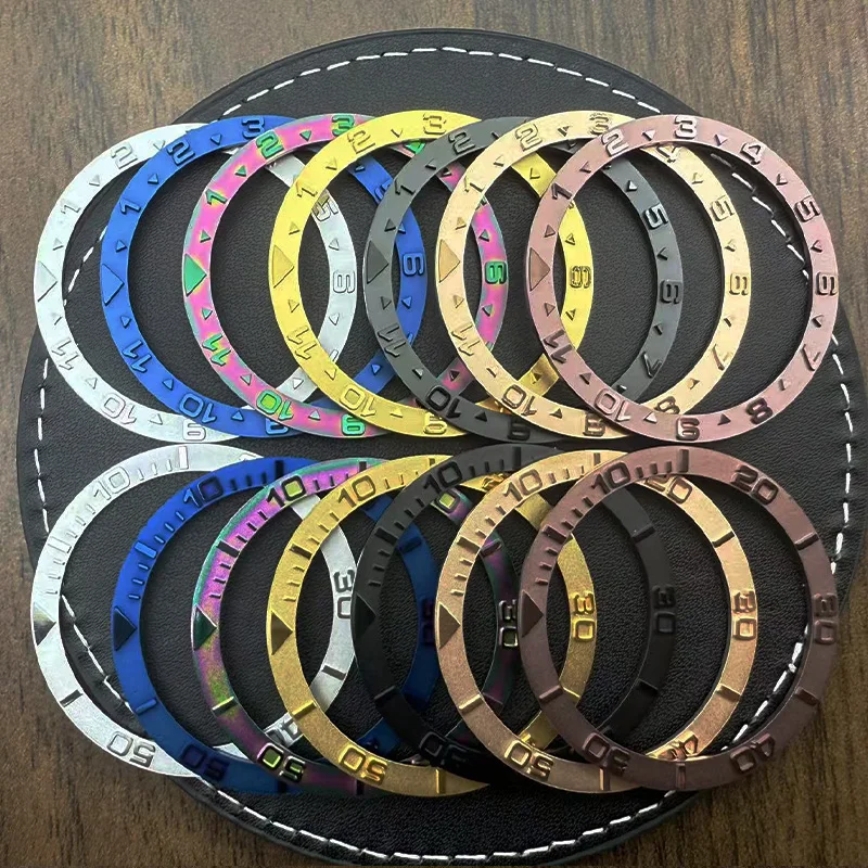 Mod 38mmx31.5mm Fashion Flat Convex Metal Watch Bezel Insert Fits SKX007 SKX009 SRPD Watch Cases NH35 NH36 Movement Watch Parts