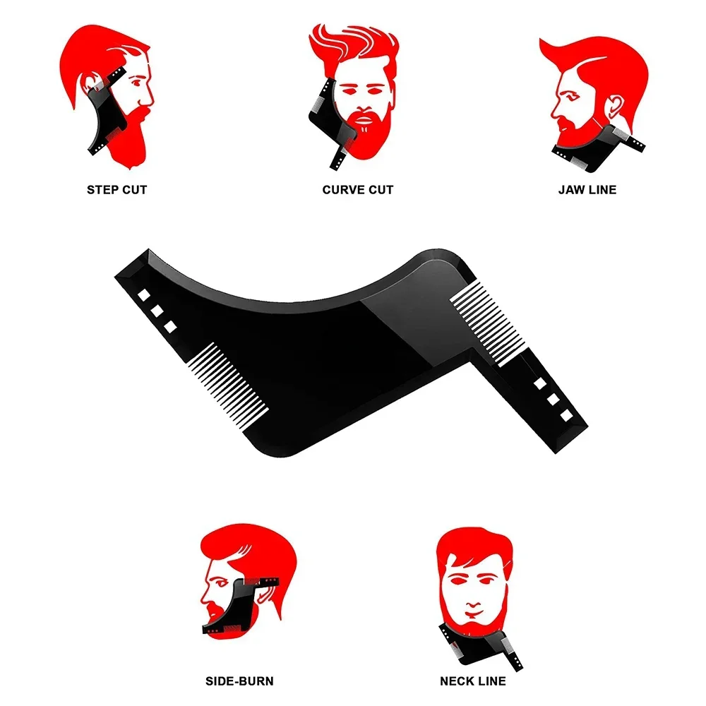 Beard Template Styling Shaping Comb Barber Tool Symmetry Trimming Shaper Stencil Beard Hair Brush Stencil Man Styling Tools