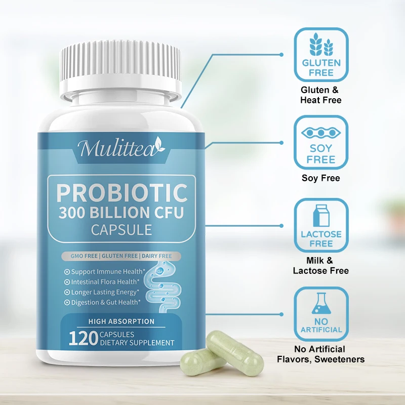 Mulittea  probiotic complex supplement for Gut Health Immunity and Digestive Health Promote intestinal peristalsis for Adults