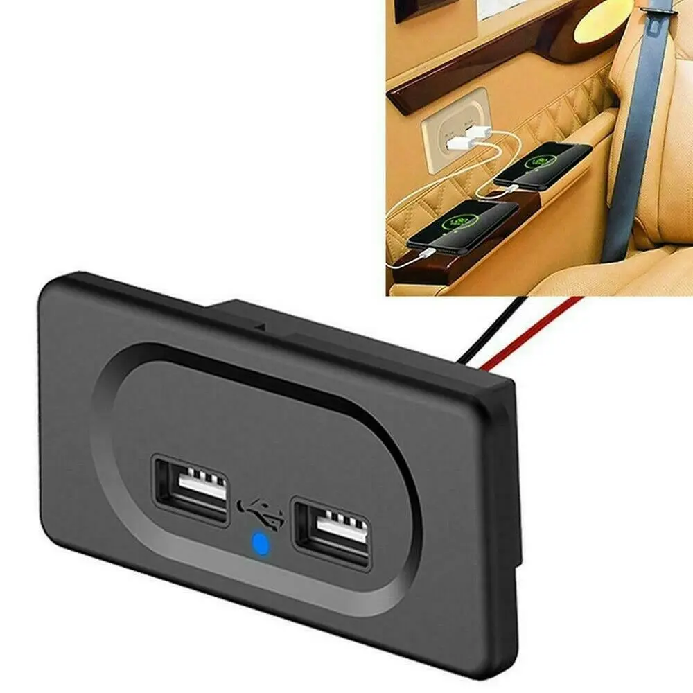 1PC Camper Modification Charger 12V Dual USB Ports Charge Socket Accessory For RV Motorhome Camping Caravan Bus Marine
