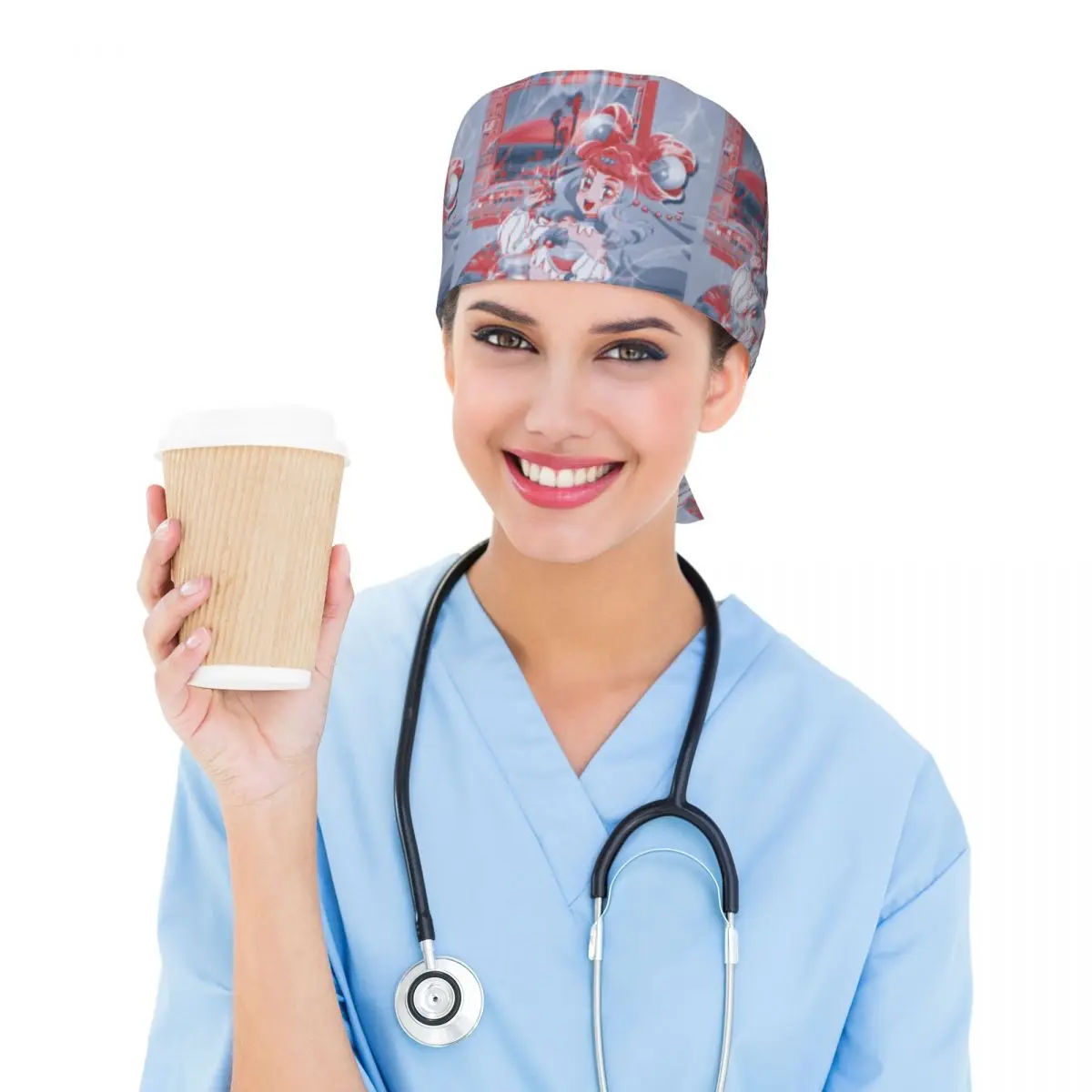 مخصص جميلة C-علاج قبعة العمل القبعات الجراحية النساء الرجال الحلو الملاك غرفة العمليات قبعة قبعة التمريض مختبر يعمل قبعة #6