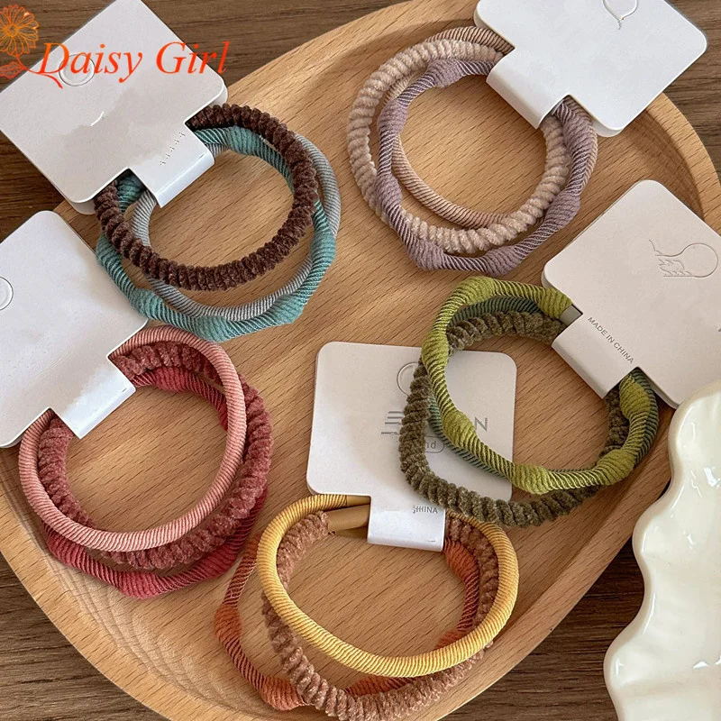 3-Piece Set Candy-Colored Hair Tie Simple Fresh Shape Solid Color Hair Ropes Women's  High-Elastic ElasticBand Hair Ornament