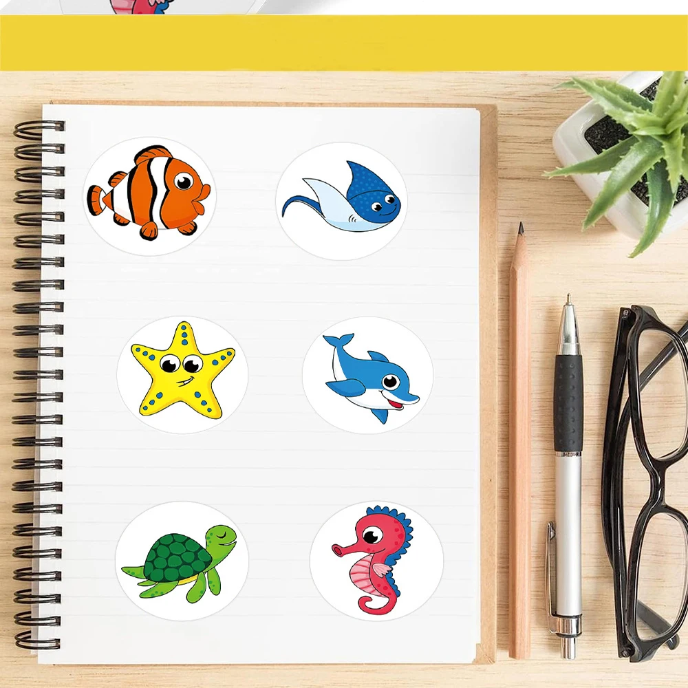 500pcs Cute Cartoon Marine Animals Sealing Stickers Kawaii Reward Decals Decoration Water Bottle Guitar Phone Sticker Wholesale