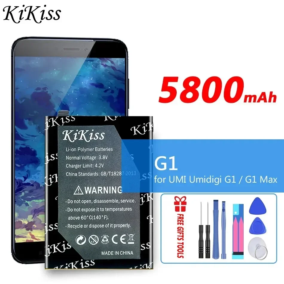 KiKiss Battery 5800mAh for UMI Umidigi G1/C1 Max G1Max C1Max Replacement Bateria