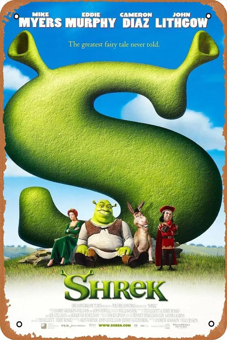 Zuhhgii - Letrero Metálico Retro Vintage con Diseño de la Película Shrek, para Decoración de Pared, Hogar, Habitación, Puerta, para Hombres y Mujeres, Arte de Serie de TV, Letrero de Metal