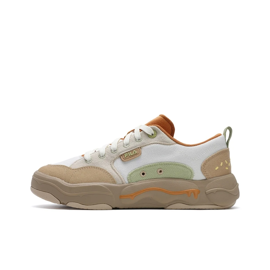 FILA BURGER Hamburger Shoes Breathable And Lightweight Low top Canvas Shoes Men's White Brown F12M532301FAL