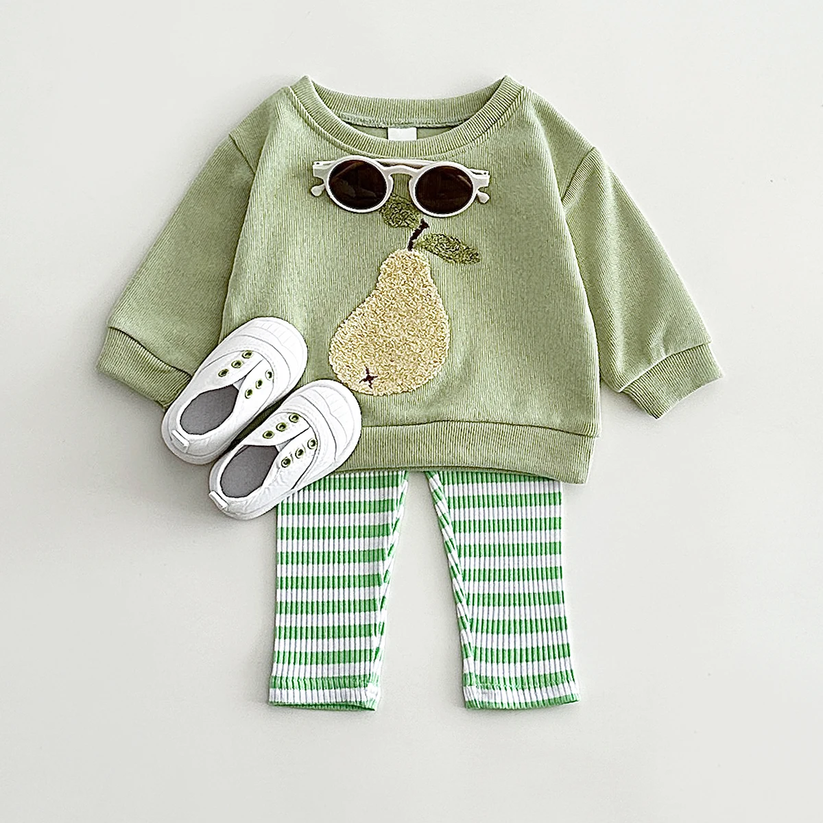 Spring Autumn Baby Clothing Suit 0-3Y Infant Baby Outfit Boys Girls Two-piece Long Sleeved Baby Clothes Plush Cute Fruit Pattern