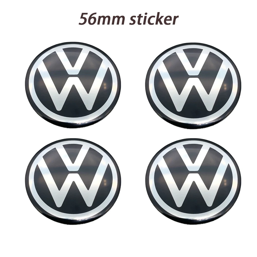 4Pcs 56mm 60mm 65mm New model 3D Car Wheel Stickers Center Hub Cap Emblem Badge Decal For VW GTI Polo Golf 4 5 6 7 Passat view 4