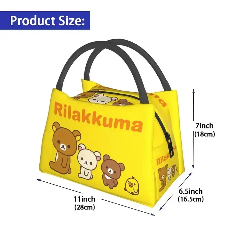 Kawaii Cartoon Rilakkuma Bear borse da pranzo isolate per ufficio di lavoro portatile Cooler Thermal Lunch Box Women