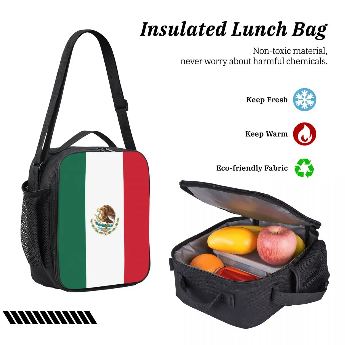 3Pcs Mexico Flag Mexican Friend Backpack Set for Children Pen Bags Bookbag Sets with Lunch Box For School Students Knapsack
