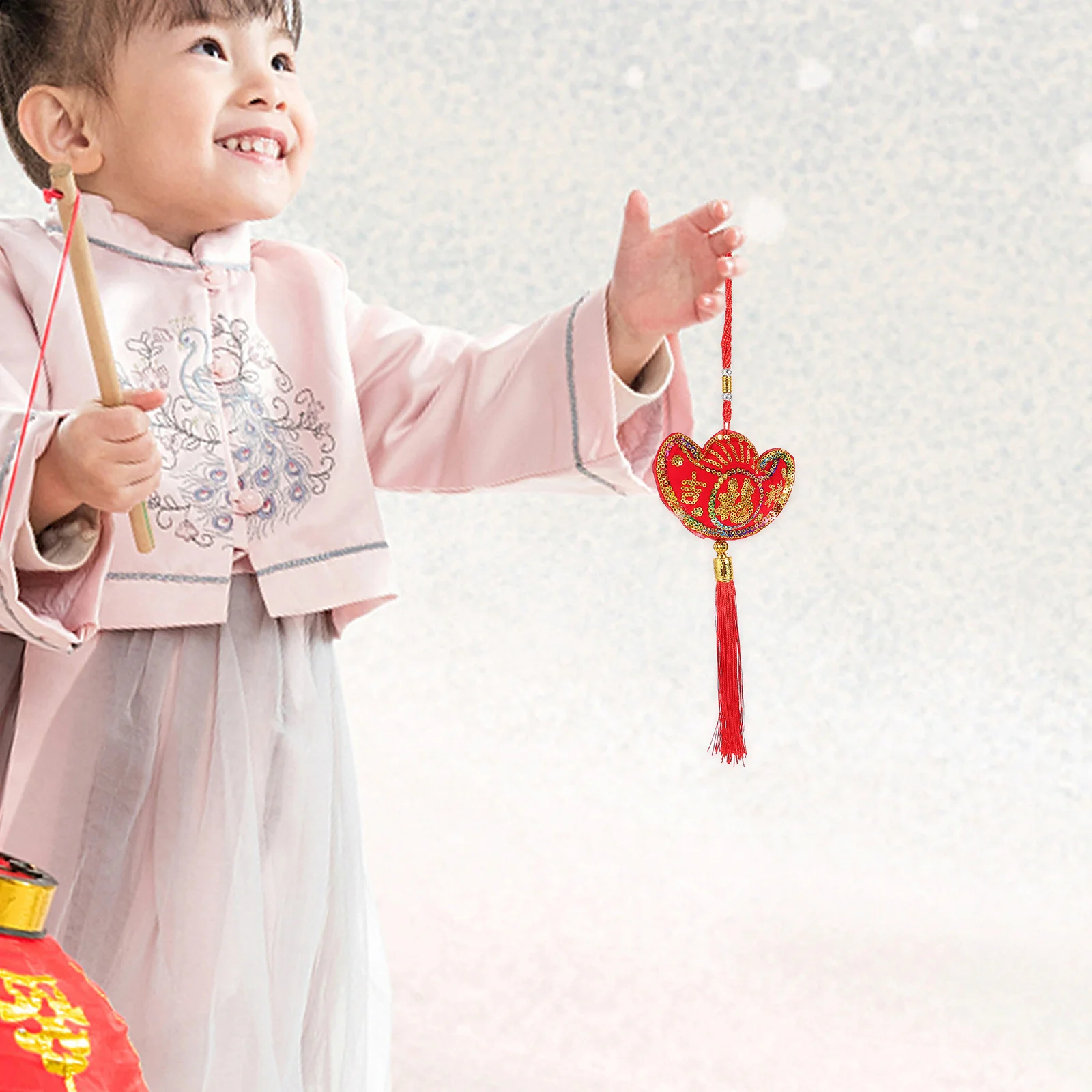 

2Pcs Chinese New Year Pendant Auspicious Yuanbao Tassel Hanging Spring Festival Ornament Home Restaurant Front Door Decoration