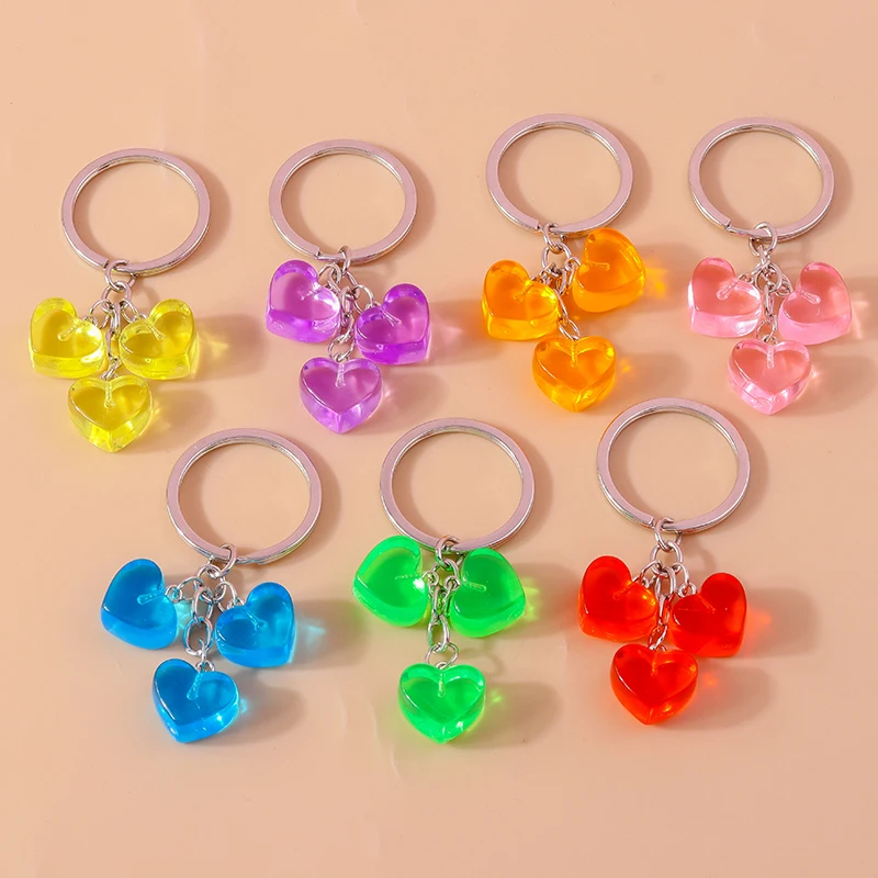 

Fashion Candy Colors Love Heart Keychain for Women Men Car Key Handbag Pendant Keyrings Accessories DIY Jewelry Gifts