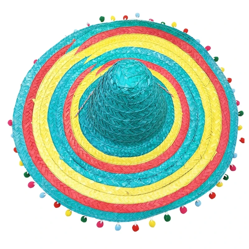 Stylish Unisex Straw Hat Mexico Sombrero Culture Event Headwear For Travel And Beach Event Gathering Dressingup Props