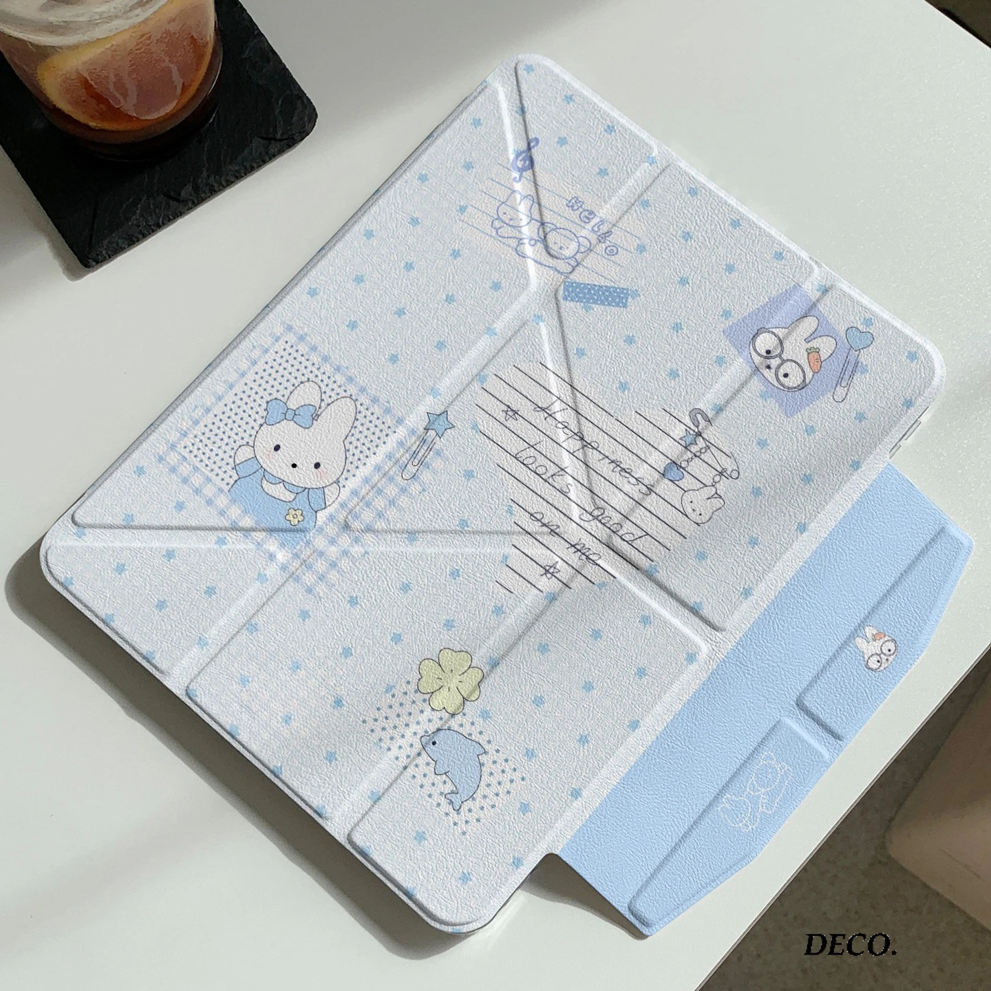 Korea Blue Star Rabbit Tablet Case For iPad Pro 11 13 M2 M4 M3 10.2 5/6th 7/8/9/10/11th Mini 6 7 Air 3 4 5 6 Stand Cover
