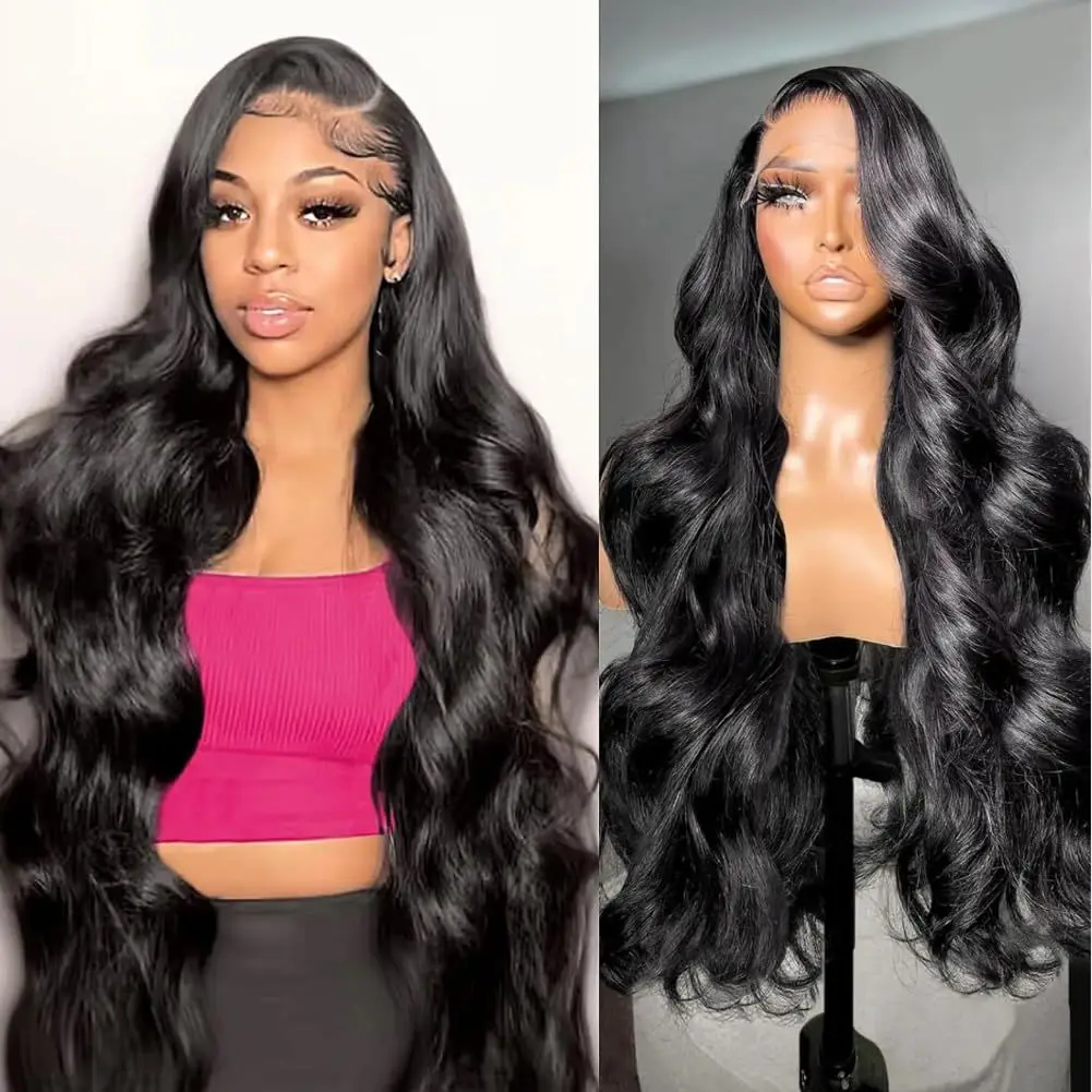 Perruque Lace Front Wig Body Wave Naturelle, Cheveux Humains, 13x4, 13x6, 34 32 30 Pouces, pour Femme Africaine