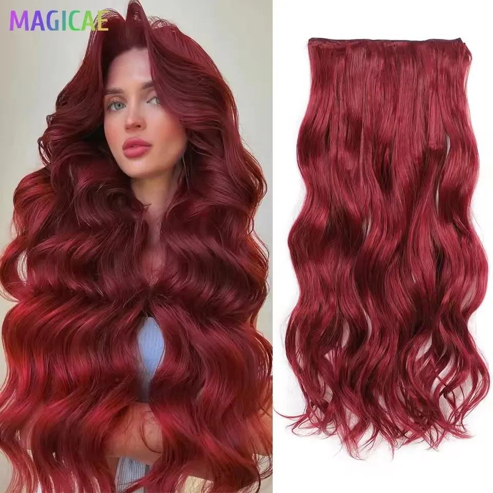 

Magicae 26 дюймов 2 шт. 150 грамм красный блондин бор объемная волна Ombre Sunshine Brown 6 # Высокотемпературные синтетические наращивание волос