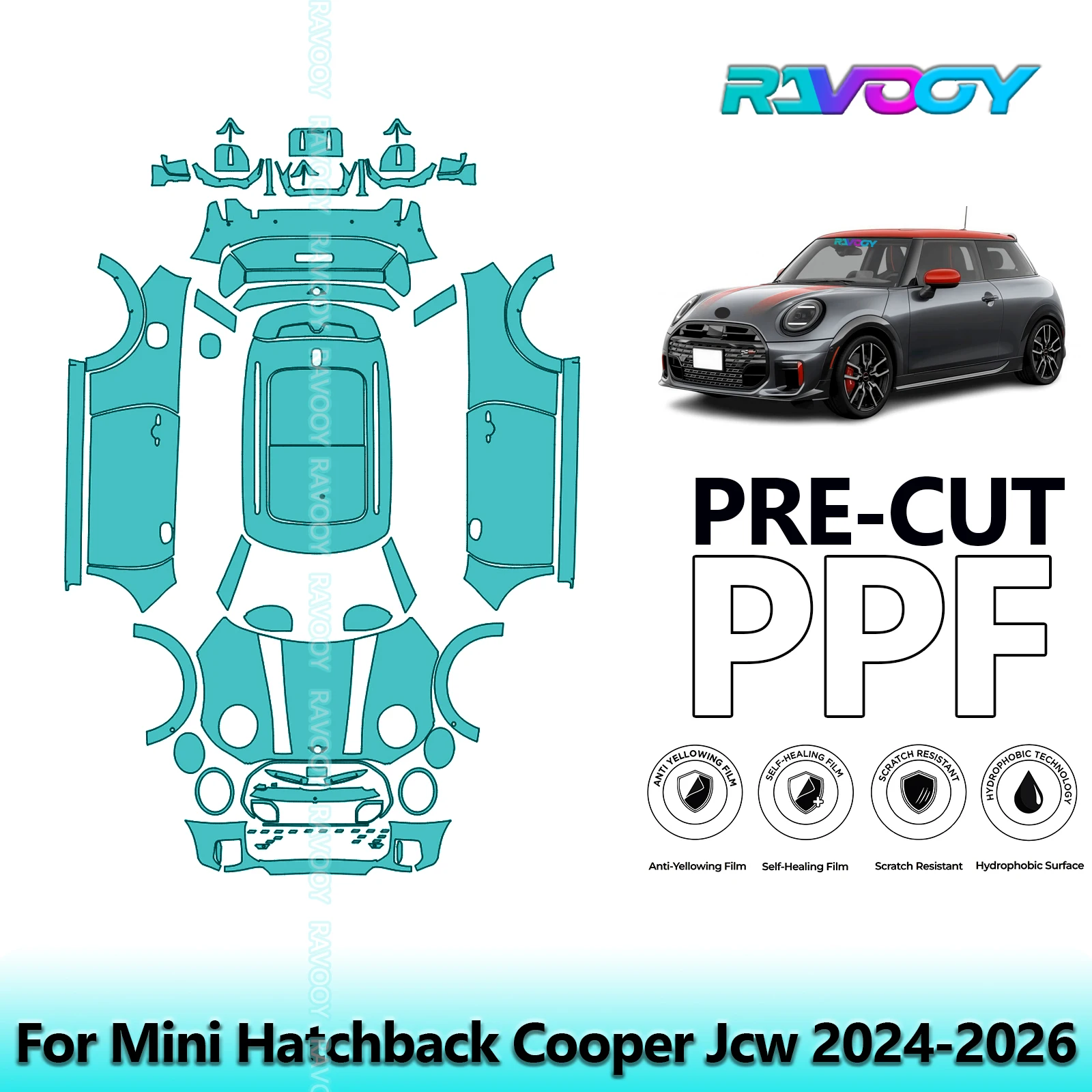 Car Precut Paint Protection Film Full Vehicle Anti-scratch Exterior TPU PPF For Mini Hatchback Cooper Jcw 2024-2026