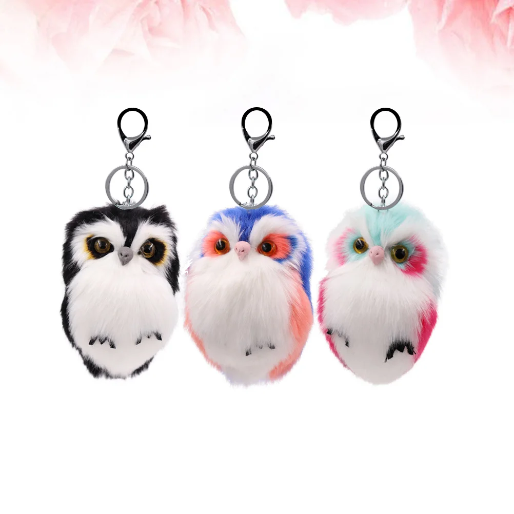 3 Stück süßer Eulen-Schlüsselanhänger, dekorativer Anhänger für Tasche, Autoschlüssel, Handy, Ornament, Saphir, blau, grün, Schlüsselanhänger