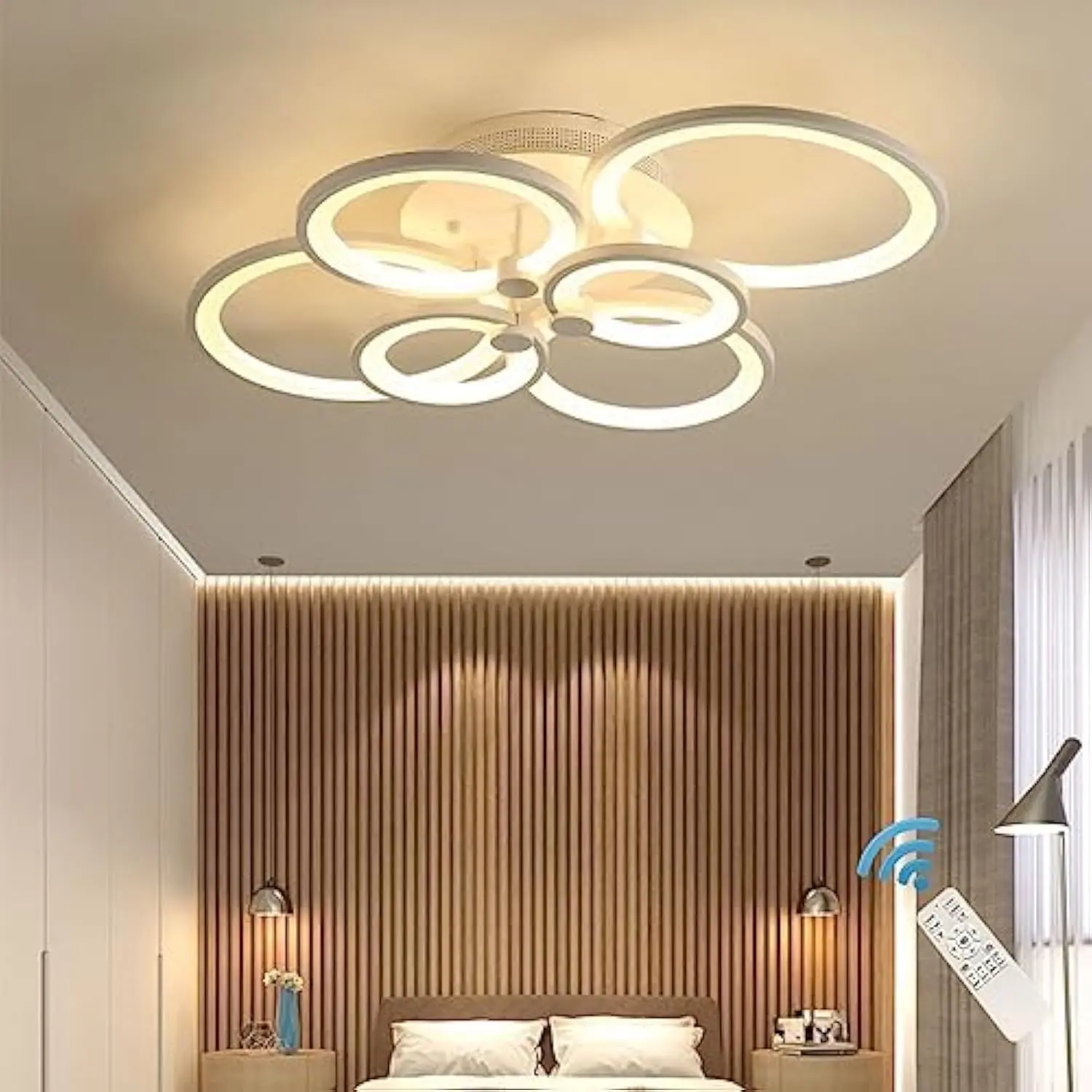 

Led Ceiling Light Fixture with Remote Control, 72W Modern Acrylic Chandeliers, Dimmable Light Color Flush Mount Ceiling Lamp 6 H