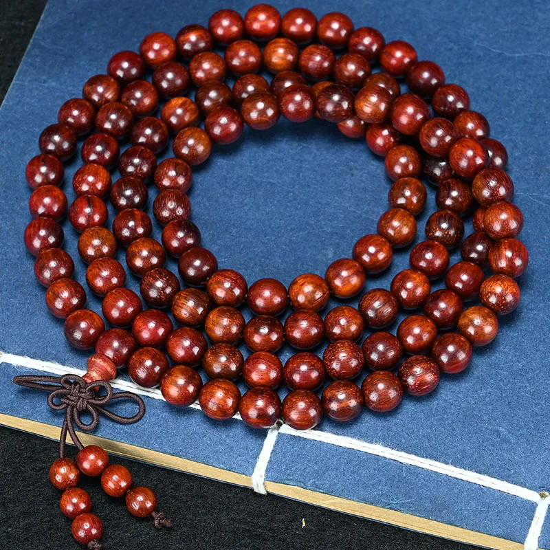 

6mm 8mm 108 Beads African Small Leaf Rosewood Prayer Beads Zambia Blood Sandalwood Bracelets for Men and Women Gifts