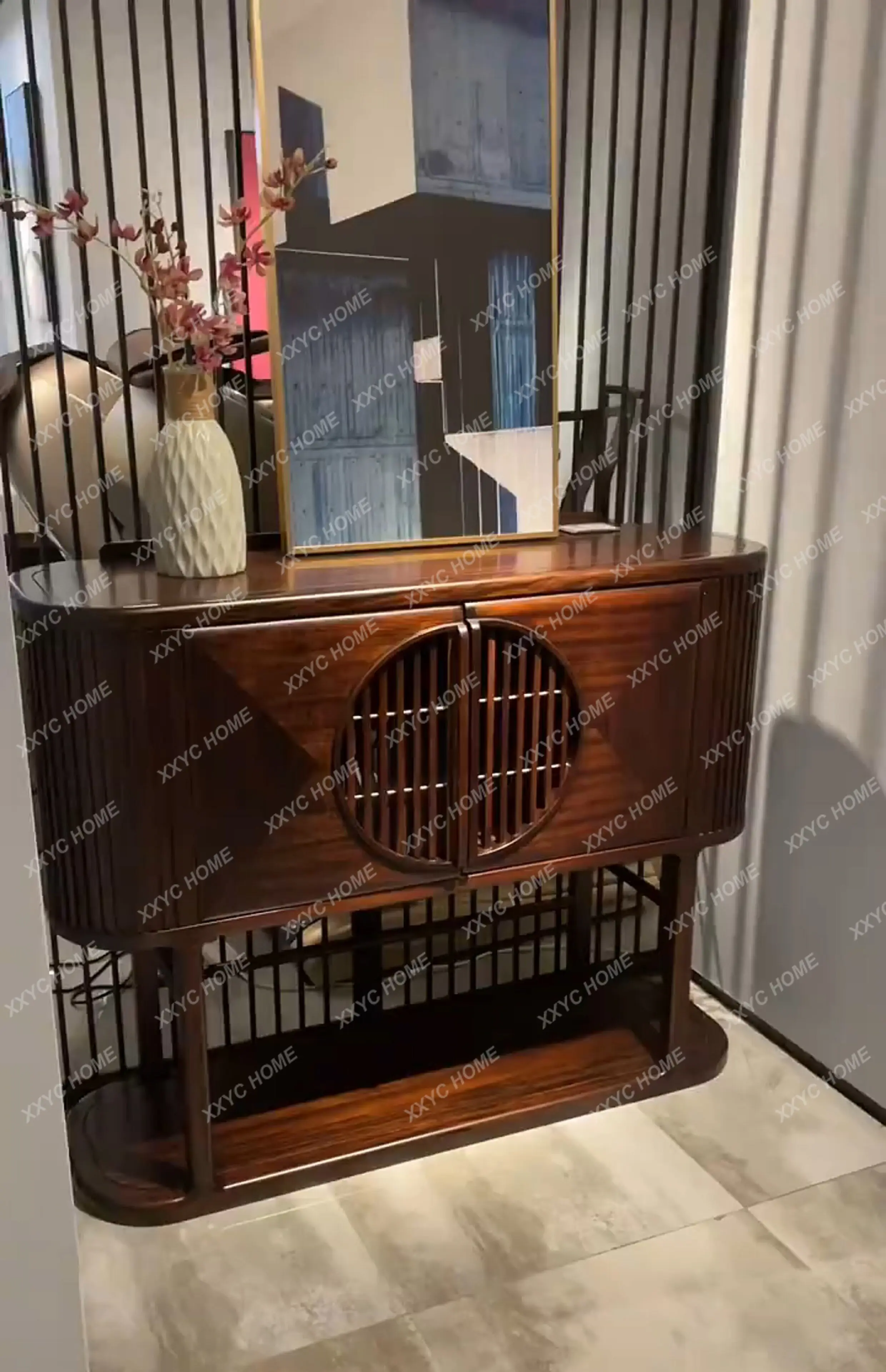 

Entrance cabinet Modern simple Zen solid wood dining side cabinet Home guest restaurant Storage storage cabinet