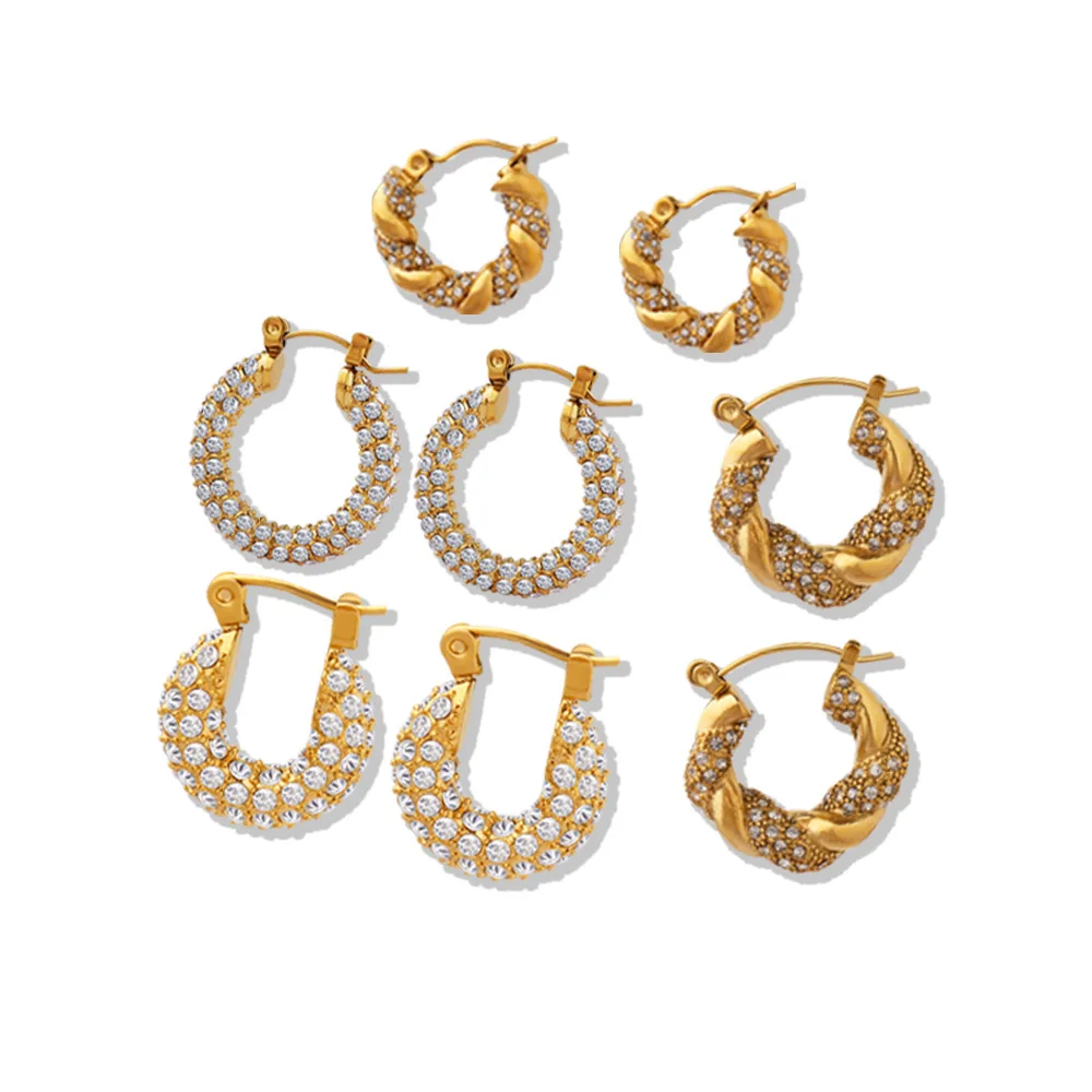 Punk Hip-Hop Metal Round Circle Earrings Party Jewelry  Fashion Gold Color Geometric U-Shape Hoop Earrings for Women