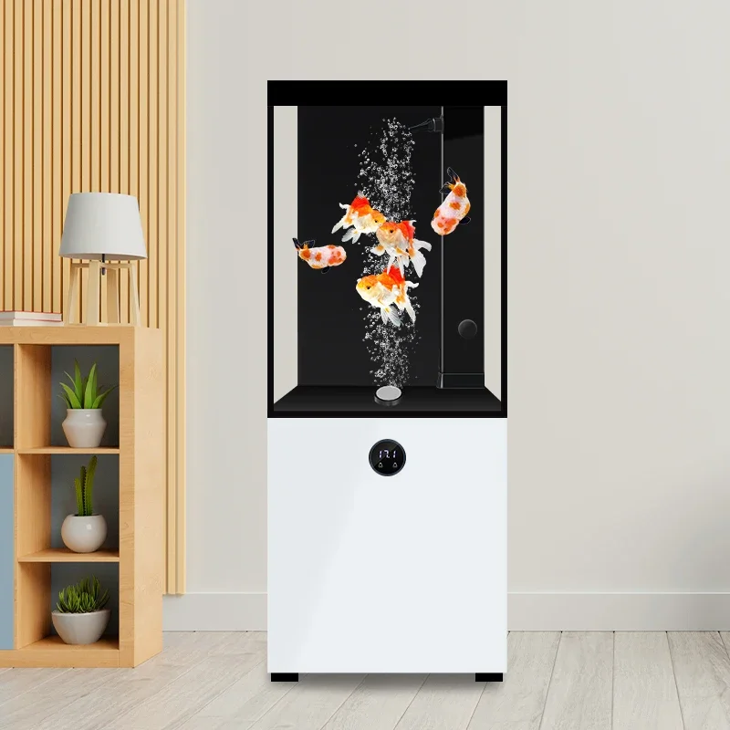 Side few ultra-white glass bottom filter gold fish tank water-free floor living room aquarium