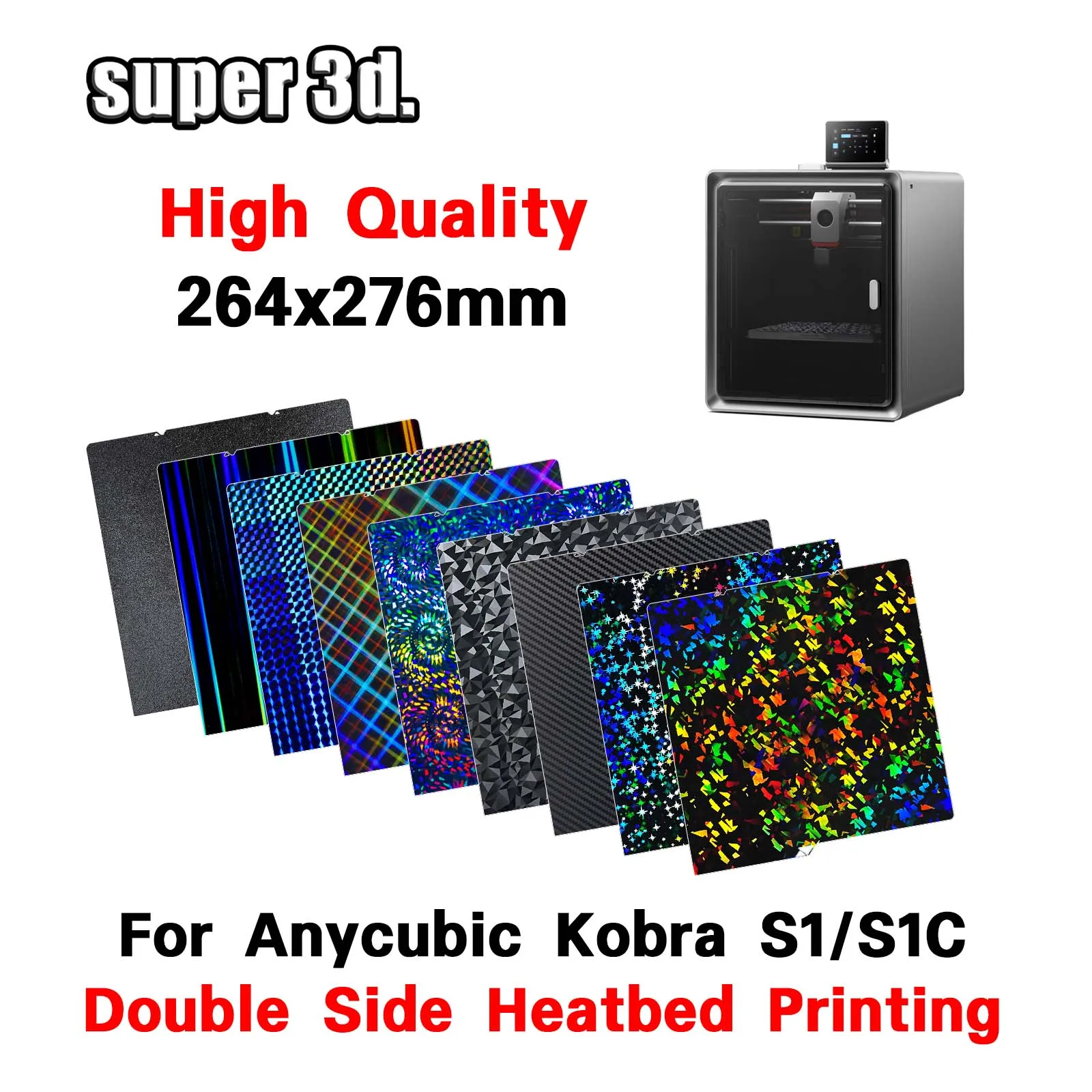 

For Anycubic Kobra S1 Pei Plate Pei PEO PET Heat Bed 264x276 Smooth Textured Kobra S1 Combo Buildplate Double Sided S1C Parts