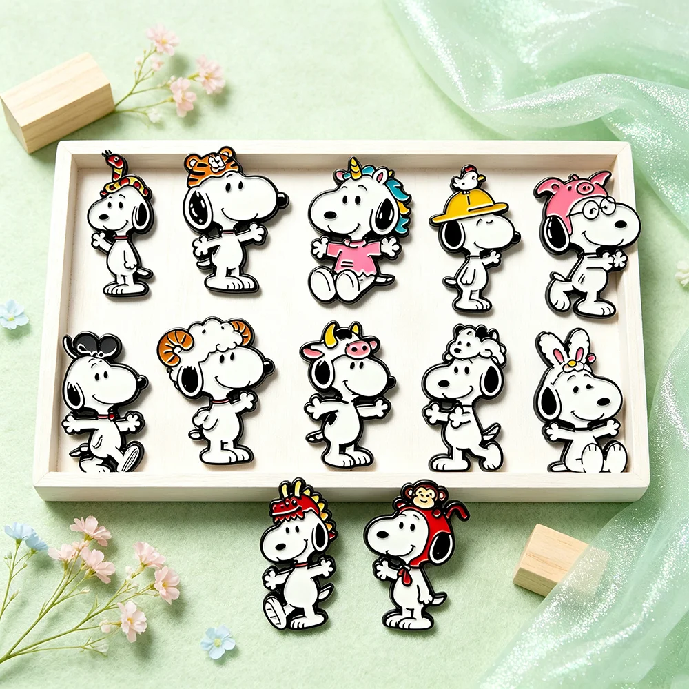 12 Stück Chinesische Tierkreiszeichen-Serie Niedliche Welpen-Emaille-Pins Anstecknadeln Dekorative Abzeichen für Rucksäcke Sammlerstück Geschenk für Fans – Detail 2