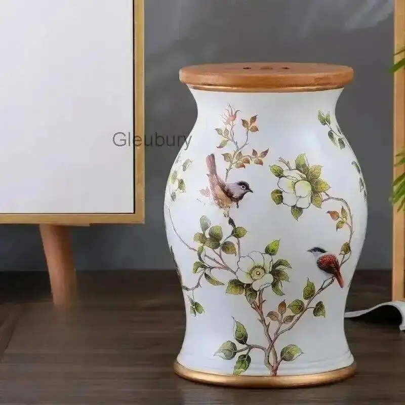 Stool Drum Dressing Stool American Ceramic Shoe Changing Home Decoration Ornament Storage Pouf Sitting Door Bedroom Furniture